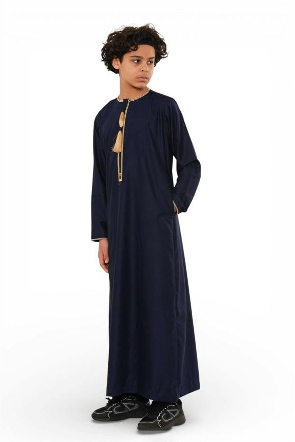 Infinity Leather Kids Boys Ramadan Moroccan Thobe Robe Emirati Eid Jubba- TT-003