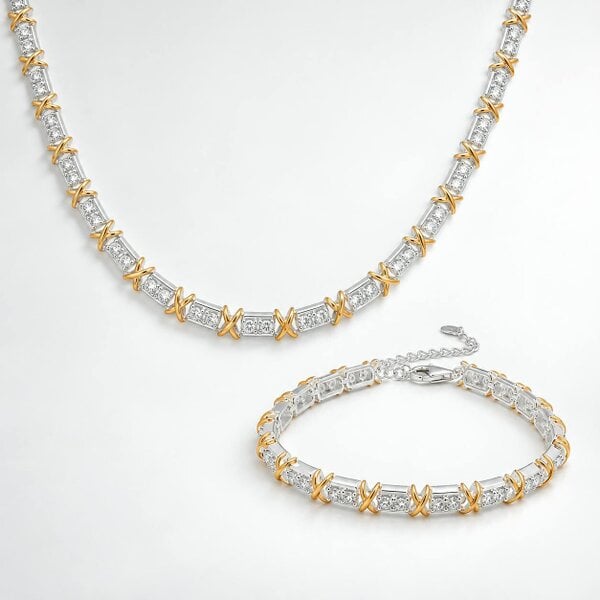 Say It With Luxe Kiss Tennis Necklace and Bracelet Set