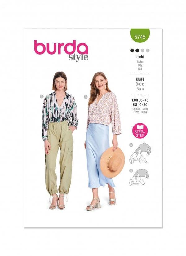 Burda Sewing Pattern 5745 Tops For Women, 10-20 (36-46) - Easy