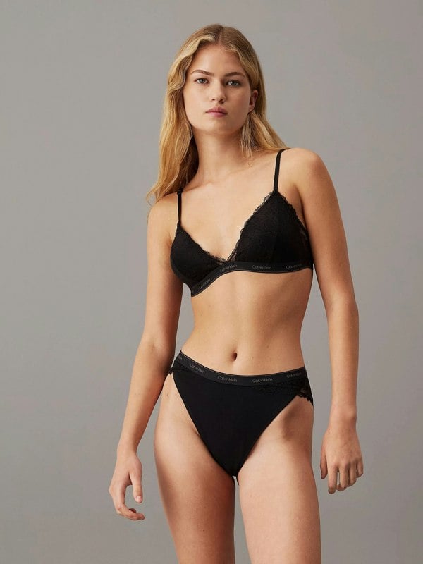 Calvin Klein MODERN LACE Womens Triangle Bra Black