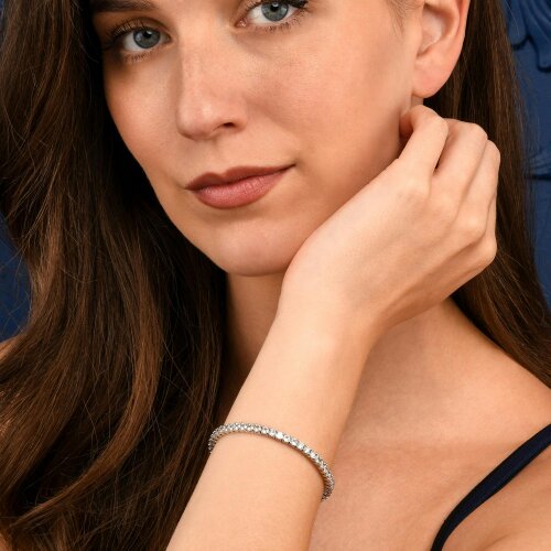 namana Silver 3mm Tennis Bracelet for Women with White Cubic Zirconia Stones