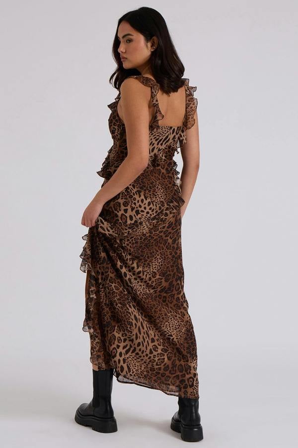 Urban Bliss Leopard Ruffle Maxi Dress