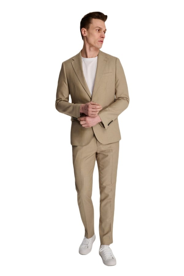 Harry Brown London Archie Melange Slim Fit Suit Jacket in Beige