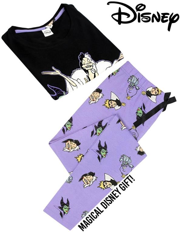 Disney Villains Womens Black It's Good To Be Bad Short Sleeve Long Leg Pyjama Set