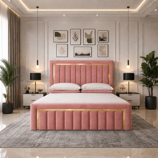 Paradise Beds New Gold Strip Ottoman Bed Frame