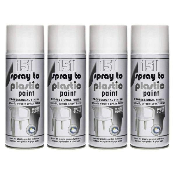 151 4X 151 White Gloss Plastic Spray Paint 400ml