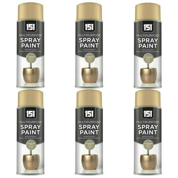 151 6X 151 Champagne Gold Metallic Gloss Spray Paint 400ml