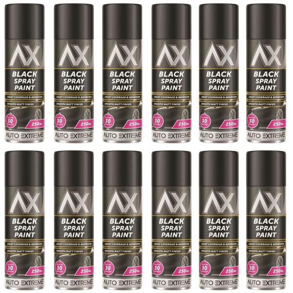 Auto Extreme 12X Auto Extreme Black Matt Spray Paint 250ml