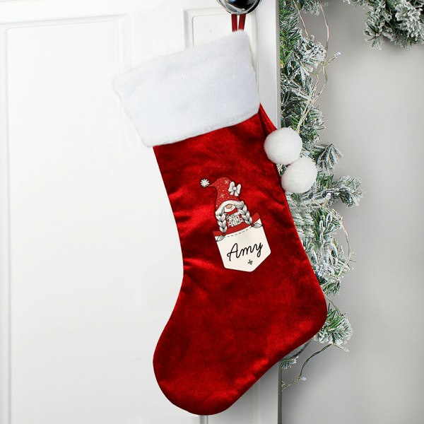 Personalised Memento Company Personalised Gonk Family Red Christmas Stocking- Girl