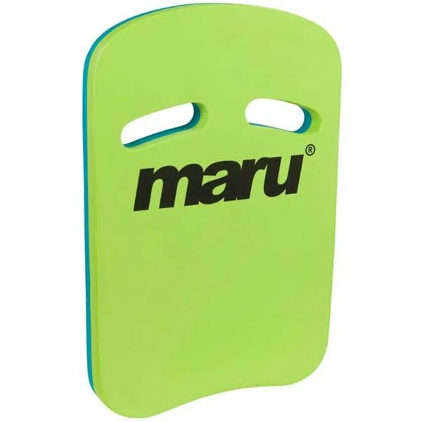 Lime green and blue Maru Two Grip Fitness Kickboard with ergonomic grip holes