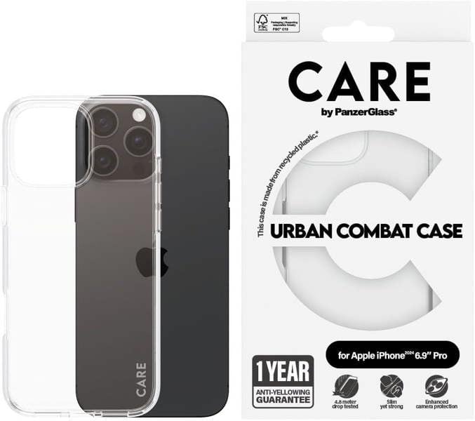 PanzerGlass Panzer Glass Care Urban Combat Case for iPhone 16 Pro Max 6.9" Clear - 1356