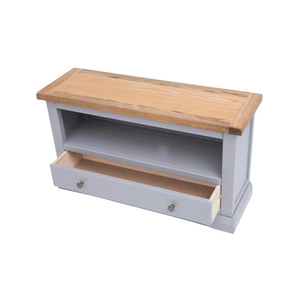 Cabinet Bits Rocca Grey 1 Drawer TV Cabinet Brass Knob