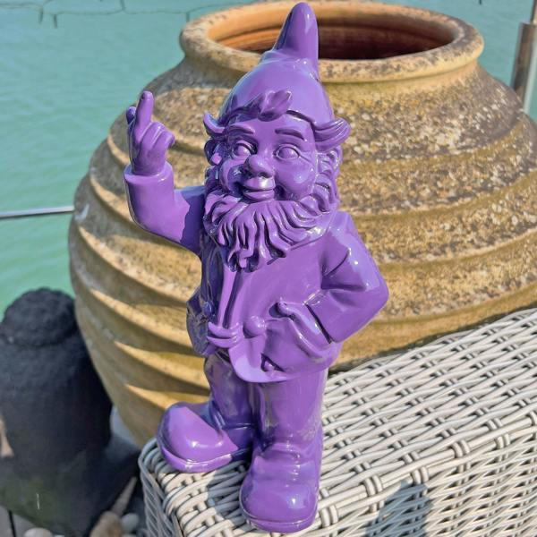 Stoobz Purple Middle Finger F**k You Garden Gnome 30cm