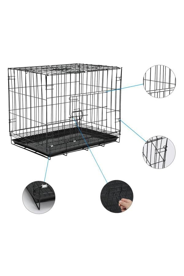 Living and Home 50cm W x 35cm D x 43cm H Wire Dog Crate with 2 Doors and Tray