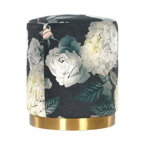 Furniture Edit Opal Floral Velvet Ottoman with Gold Base