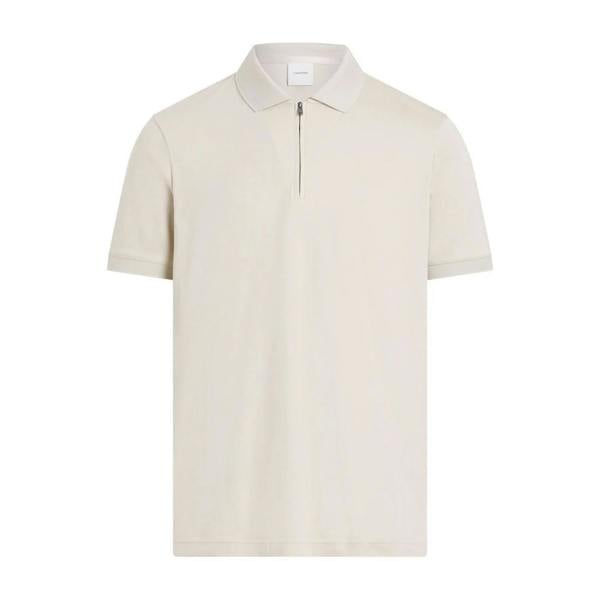 Boss Mens Zip Neck Regular Short-Sleeved Polo Shirt - White - 