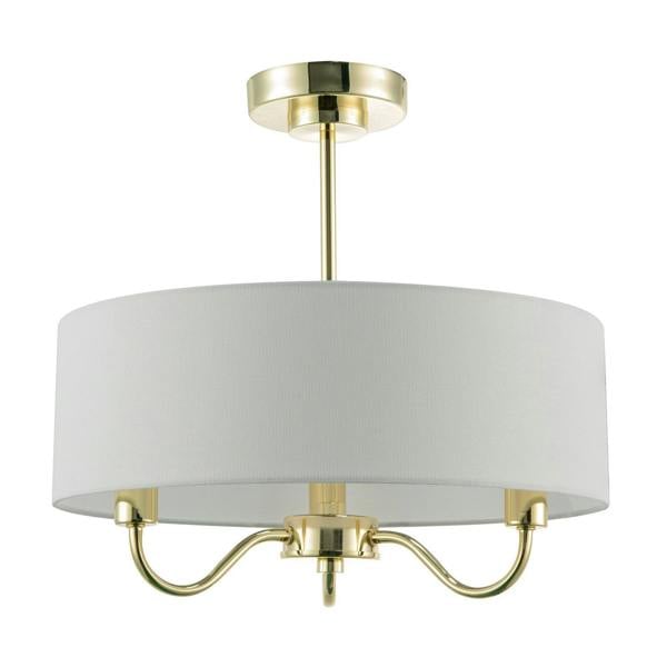 Chic Chandelier Semi Flush Ceiling Light in Polished Gold with Shade Image 1