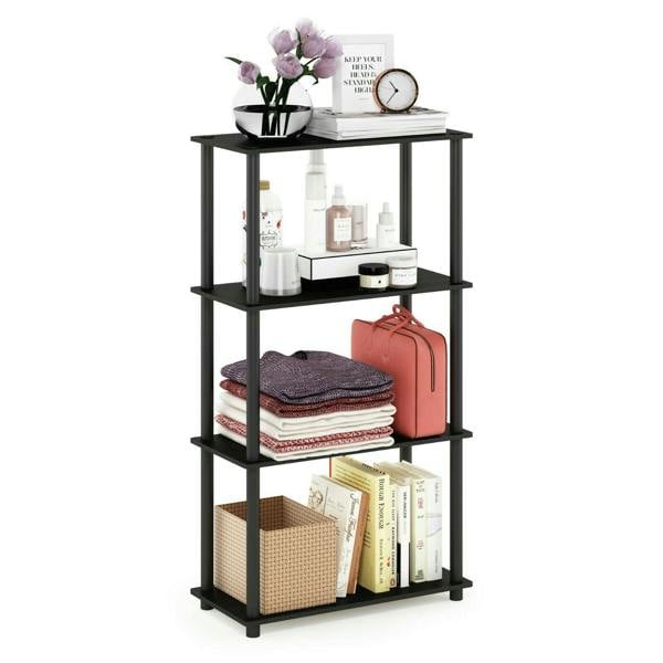 WALPLUS Turn-N-Tube 4-Tier Multipurpose Shelf Display Rack, Americano/Black perfect for organized storage and display
