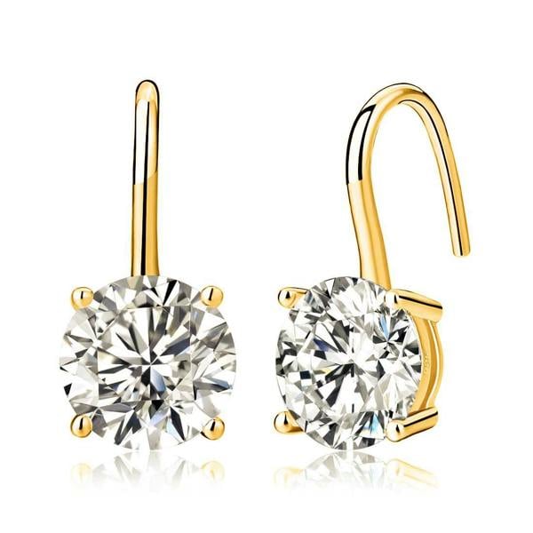 namana Gold Plated 925 Sterling Silver Cubic Zirconia Solitaire Drop Earrings for Women
