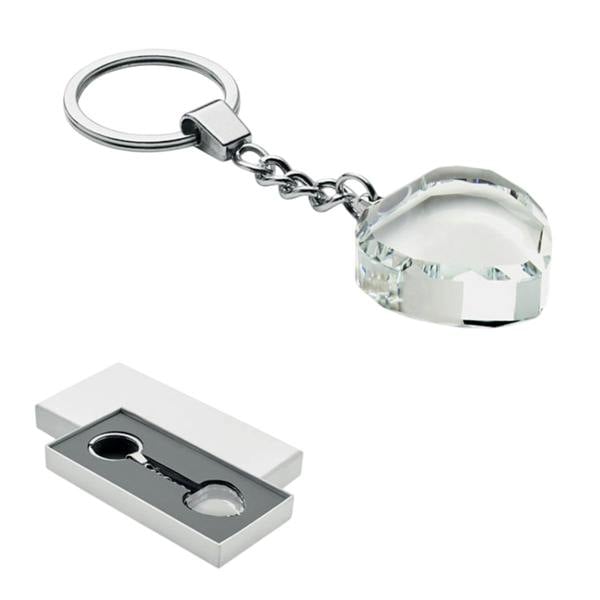 MidOcean Heartward Heart Glass Keyring - Transparent - 