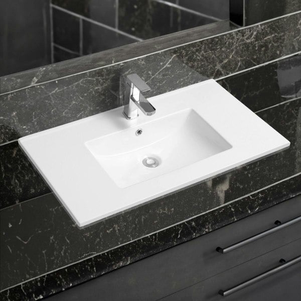 Limoge 4001A Ceramic 91cm Thin-Edge Inset Basin with Scooped Bowl