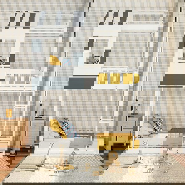 Modern Twin Bunk Bed Slatted Board House Shaped Living and Home