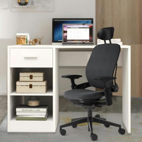 Havendro 100cm Computer Desk with Drawer & 2 Shelves Home Office Laptop Table