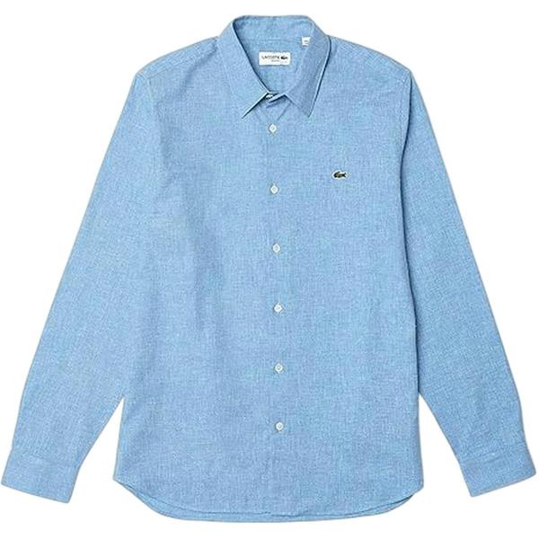 Lacoste Mens Regular Long-Sleeved Shirt - Pastel Cornflour Blue - 