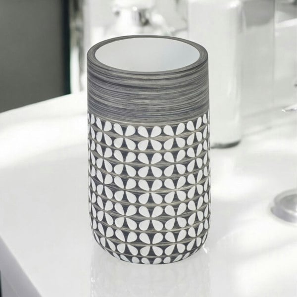 Showerdrape Ravello Geo Floral Grey & White Tumbler