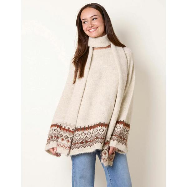 Blue Vanilla Scarf Fair Isle Knit Jumper