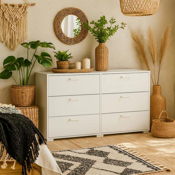 Wyld Haus Stuttgart Gloss White Chest of 6 Drawers