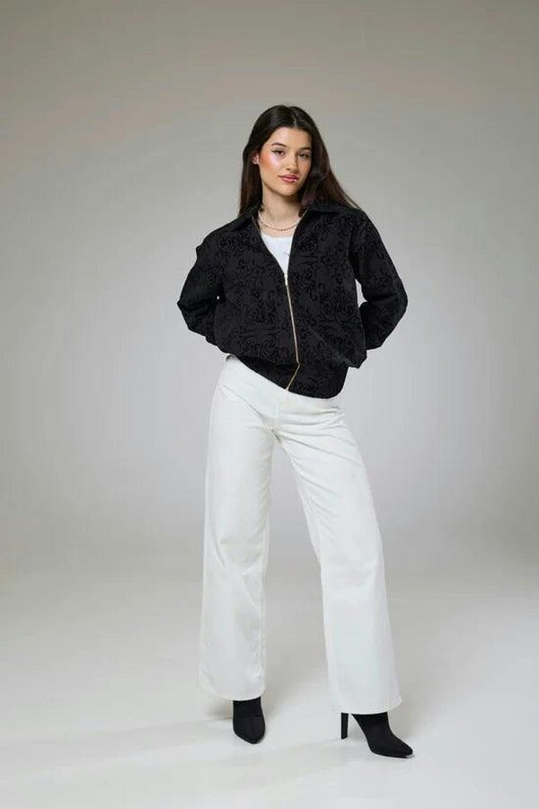 Lioness by TF Vintage Black Velvet Bomber Jacket