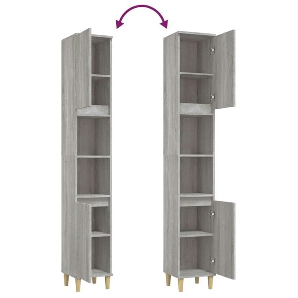 Berkfield Bathroom Cabinet Grey Sonoma 30x30x190 cm Engineered Wood