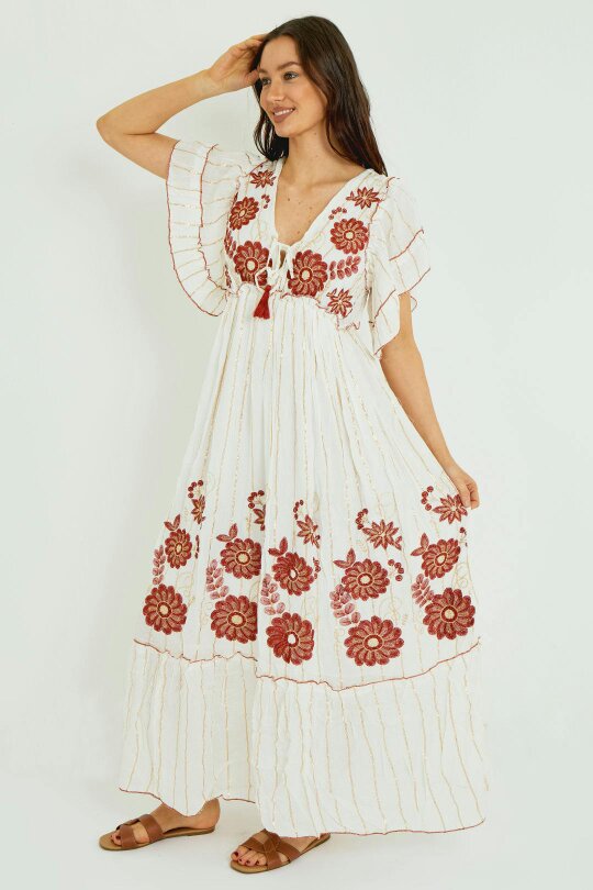 Boho Embroidered Maxi Dress