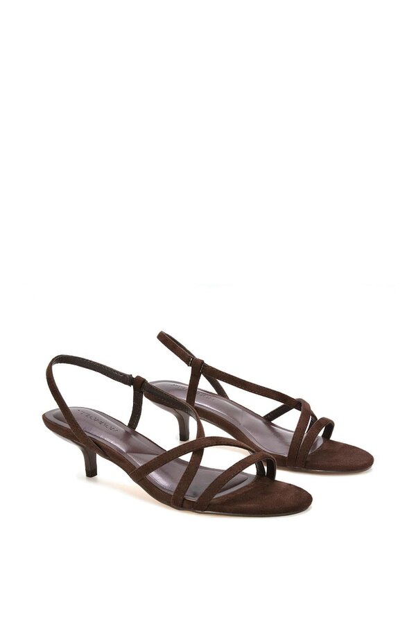 XY LONDON Slip On Strappy Slingback Kitten Heeled Sandals