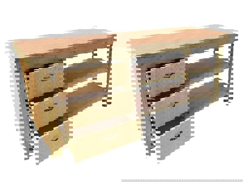 Arbor Garden Solutions Wooden Eucalyptus top tool cabinet workbench with storage shelf (V.7) with double shelf