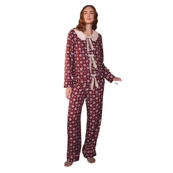 Cath Kidston Womens Star Long Pyjama Set - Burgundy
