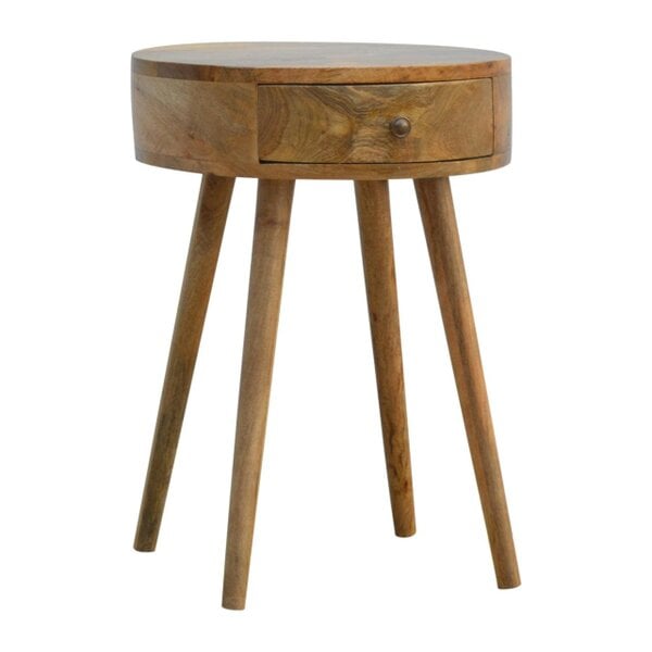 Wyld Haus Gradara Nordic Round Mango Wood Bedside Table