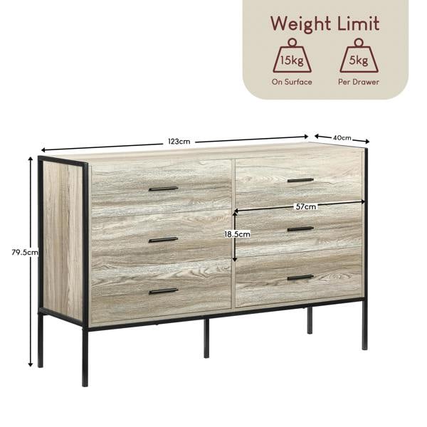 Vida Designs Brooklyn 6 Drawer Chest, Dark Wood