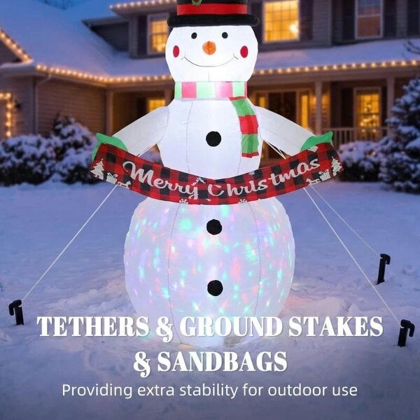 Bobobiy Inflatable Christmas Decoration, 6.7FT Christmas Inflatable Snowman with Colourful LED Light
