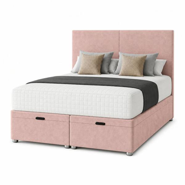 Great British Beds Plain Divan Ottoman Bed - Pink Plush