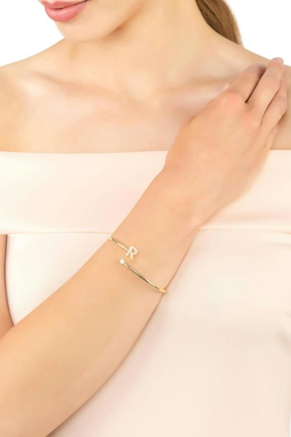 The bracelet worn by a model.