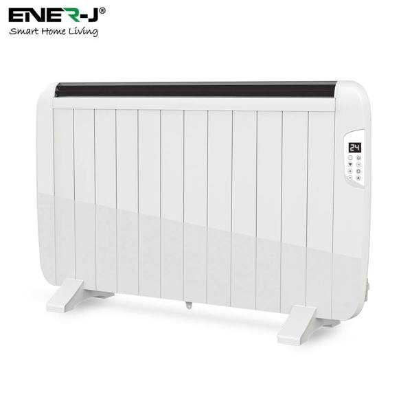 Ener-J 2000W Smart WiFi Electric Radiator – Energy Efficient Wall Mounted Heater with Alexa & Google Voice Control - Black