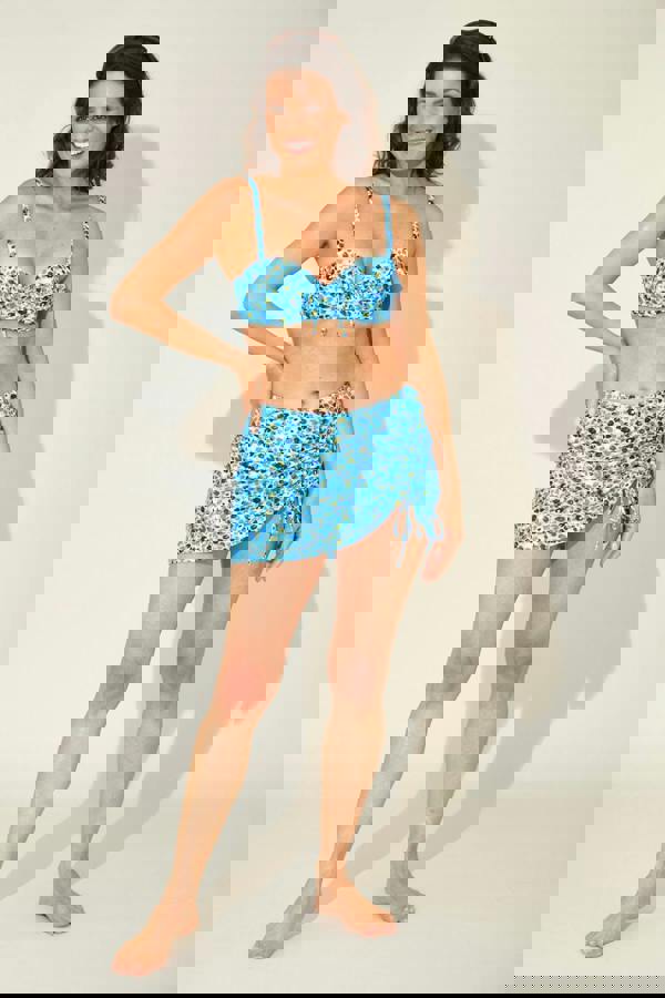 Blue Leopard Underwired Frill Bikini Top