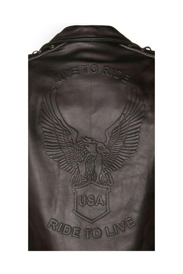 Infinity Leather Mens Embossed Brando Leather Biker Jacket-Chicago
