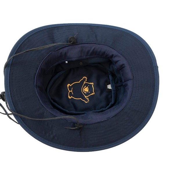 The wilderness navy waxed cotton unisex hat by Wombat inside view