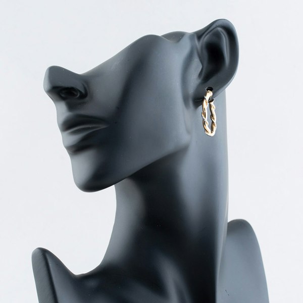 T. H. Baker 9ct Yellow Gold Two Tone Wave Rope Hoop Earrings UER137YW