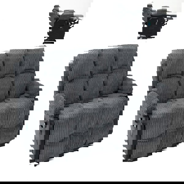 Furniture One Massage Recliner Sofa, Corduroy Fabric Electric Massage Couches Suit with 8 Point Vibration Massage, Manual Recliner