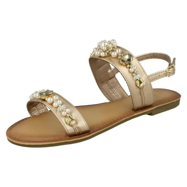 Spot On Ladies Spot On Jewelled Pearl Slingback Sandals F00116