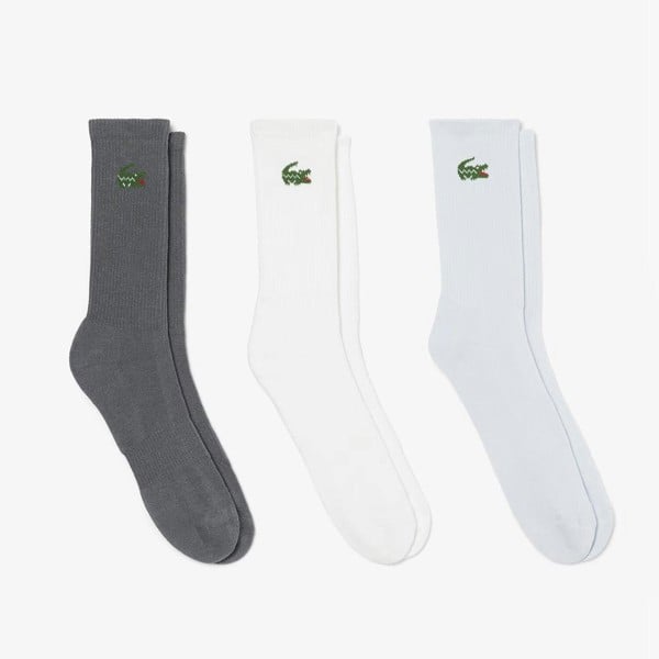 Lacoste 3-Pack Jacquard Crocodile Sport Socks - Rill/Charcoal/White
